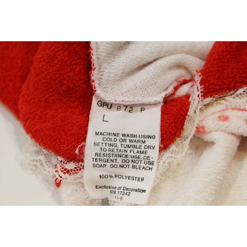 Vintage 80' Strawberry Shortcake White/Red Footed Pajamas Size‎ L Terry Cloth